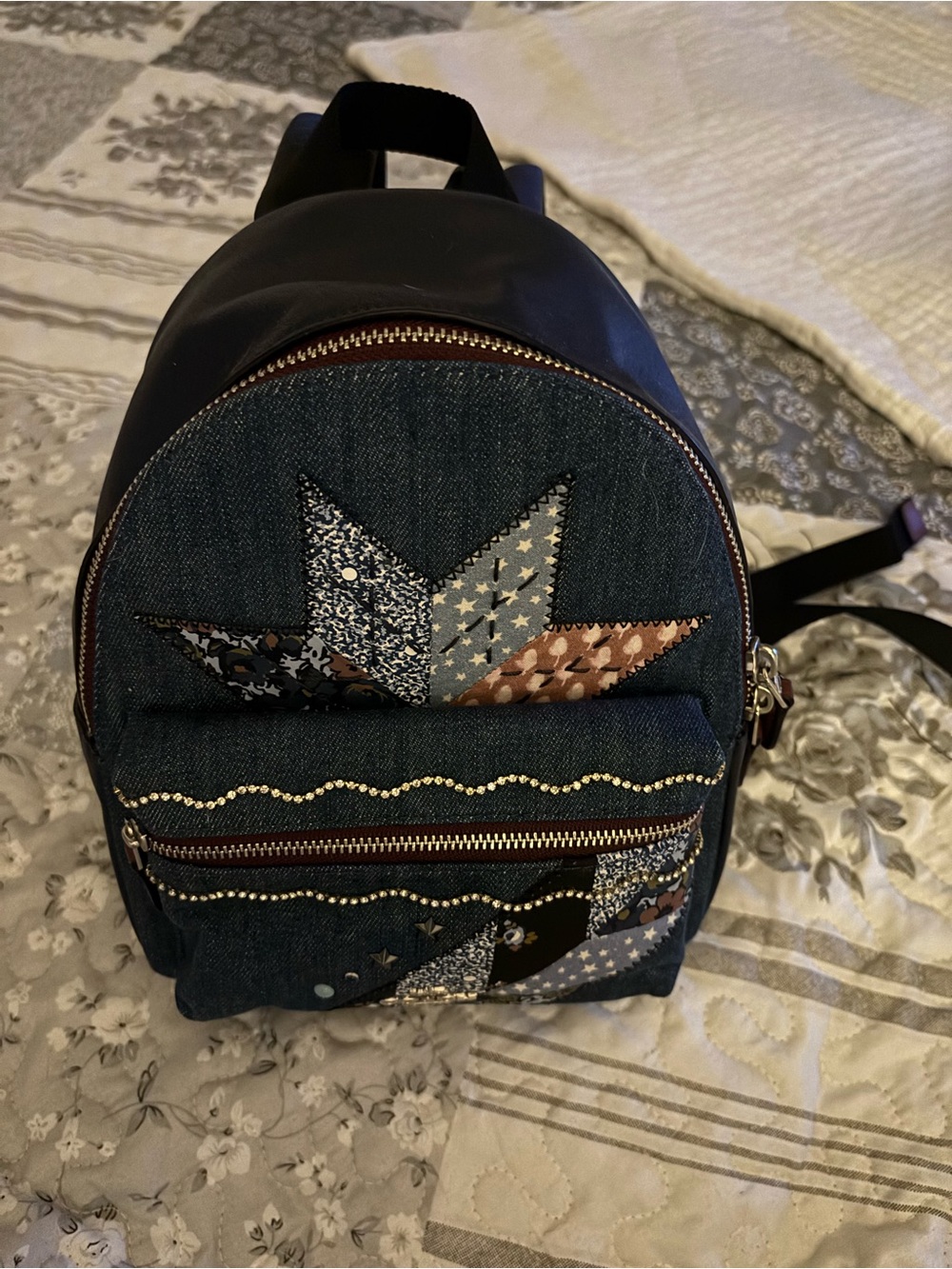 Coach Denim Patchwork Star Mini Backpack